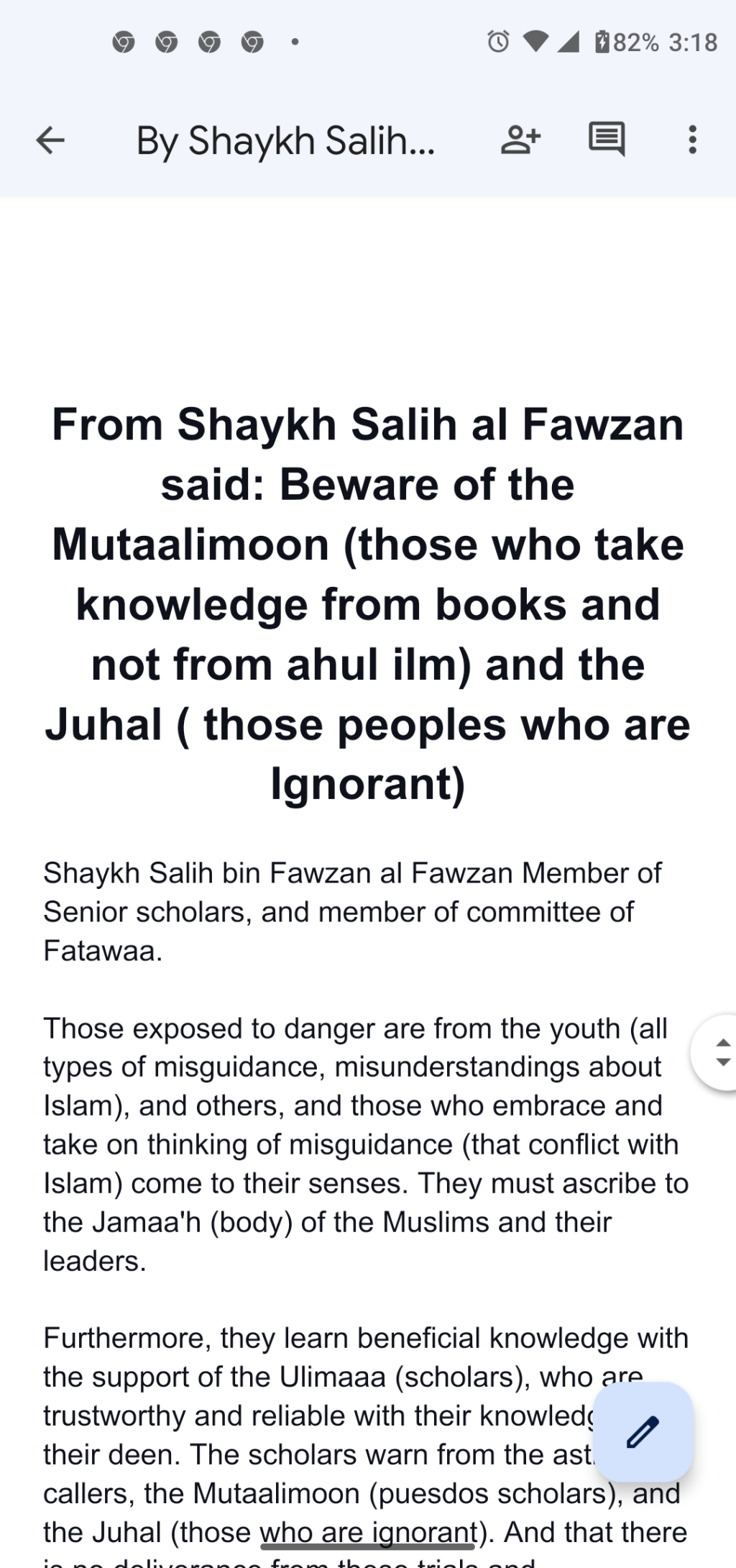 New Book on Seeking Knowledge by Shaykh Fawzan Coming Soon In’Sha&nbsp;Allah